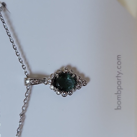 Bomb Party Olive Green Moissanite Necklace - Picture 1 of 3